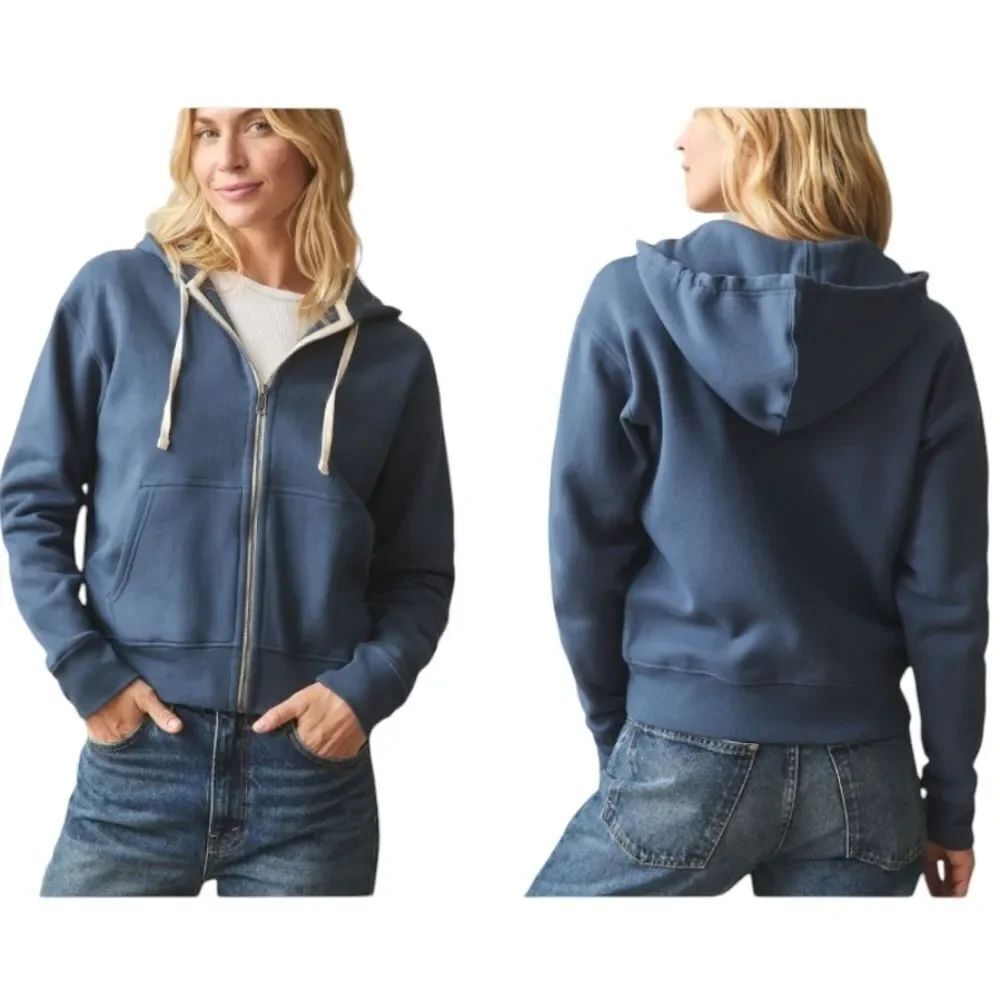NEW American Giant American Giant Women's Midweight Full Zip Blue Relaxed Fit S